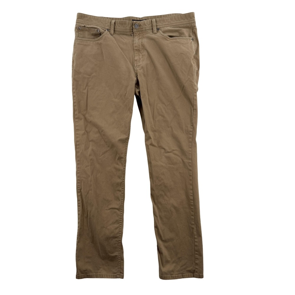 Saks Fifth Avenue Pants Mens 36x32 Khaki Stretch 5-Pocket Chinoโ Cotton Twill